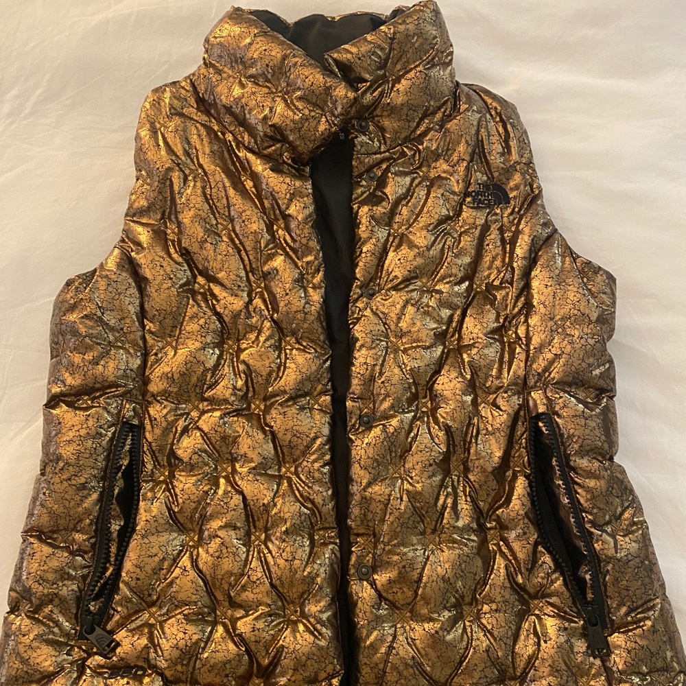 Metallic Gold North Face Puffer Vest